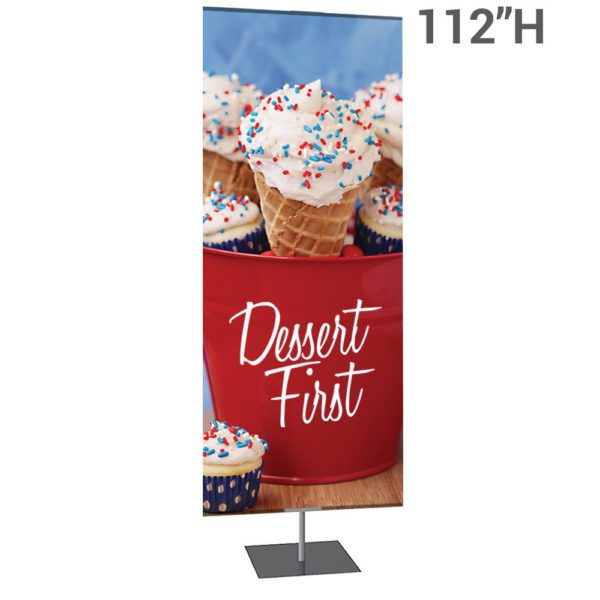 Classic Banner Stand Large 36 in x 112 in Silver with Square Base Single Sided Graphic Package 1