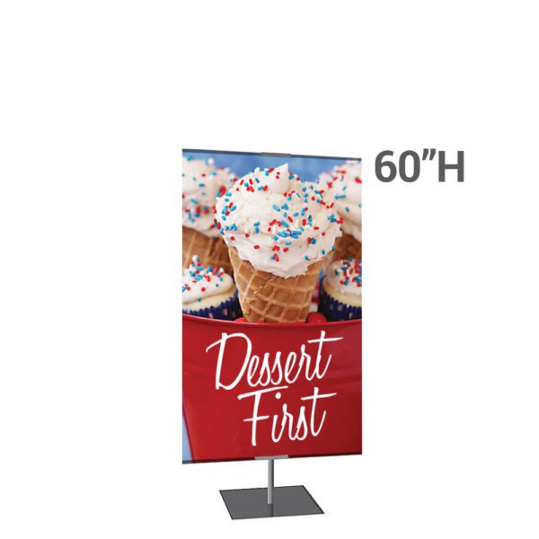 Classic Banner Stand Large 36 in x 60 in Silver with Square Base Single Sided Graphic Package 1