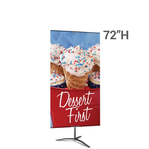 Classic Banner Stand Large 36 in x 72 in Black with Travel Base Single Sided Graphic Package 1