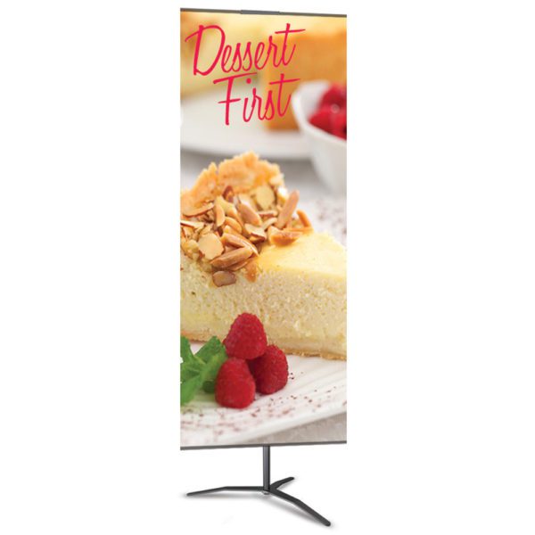 Classic Banner Stand Medium 24 in x 48 in Silver with Travel Base Single Sided Graphic Package 1