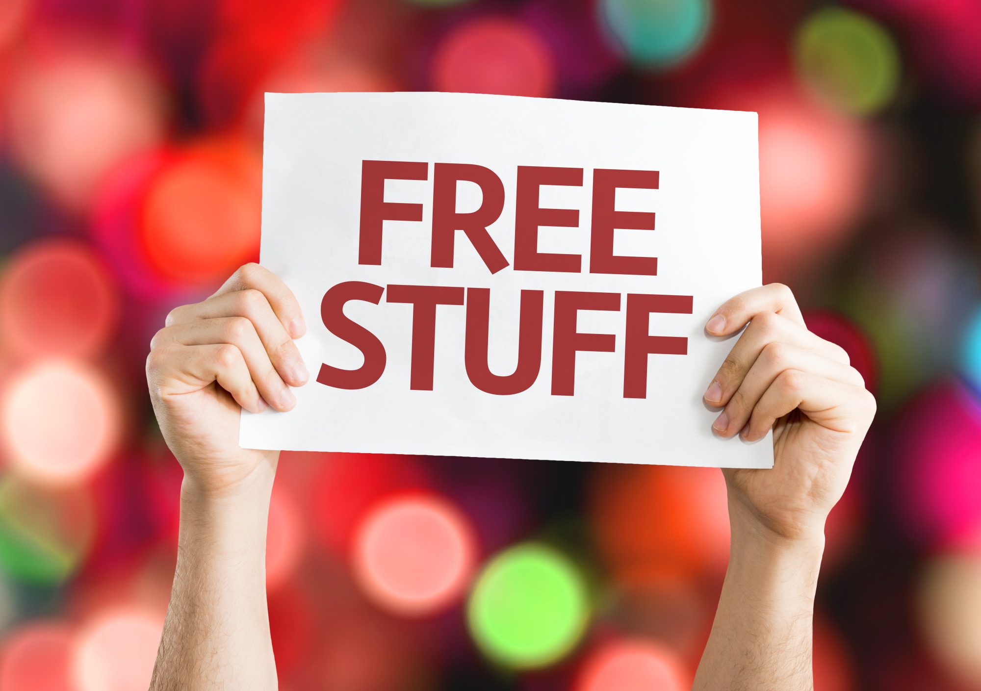 Free Stuff card with colorful background