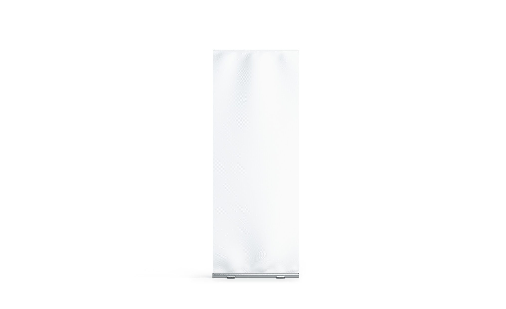 Blank white roll up banner display mockup isolated
