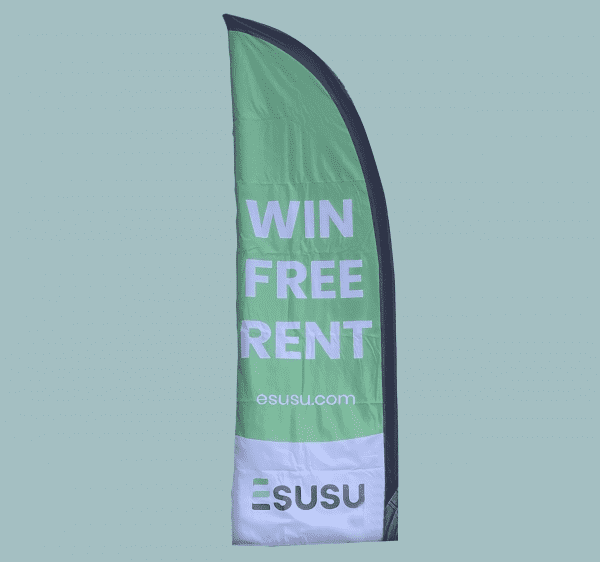 Esusu Free Rent Feather Flag