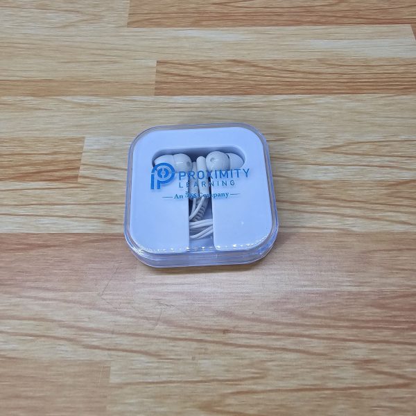 PLI Branded Earbuds Blue Logo